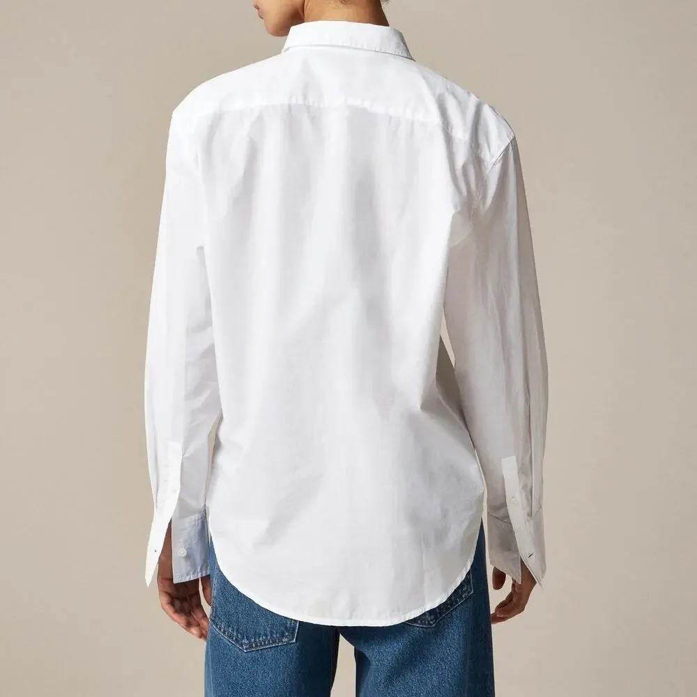 J.Crew Women's Garcon Classic Shirt In 100% Cotton Poplin White Size 2 - Picture 2 of 9